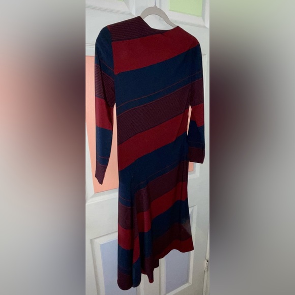 Tory Burch Asymmetrical Dress RN11395/CA57014 Navy /Wine Retail $550.00 NWT Sz 2 - Picture 4 of 16